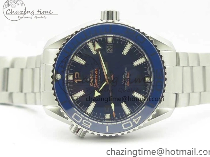 0428 Planet Ocean 2016 43.5mm SS Blue Bezel OM 1:1 Best Edition Blue Dial on SS Bracelet A8900 V WellDesigned 8029